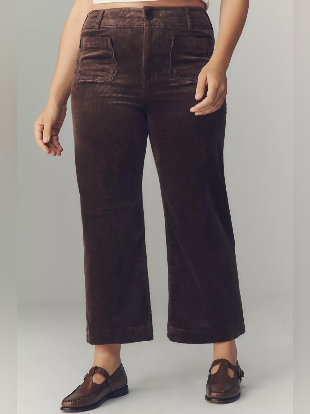 The Colette Crop Wide-Leg Trousers by Maeve: Corduroy Scallop Pocket Edition 28 - Picture 6 of 16